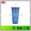 bpa free insulated double wall 22oz plastic tumbler with straw