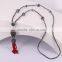 Pave Crystal Olive Bead with Crystal Tassel Pendant Necklace, Hematite Beaded Necklace