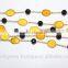 Yellow Chalcedony with Black Onyx Beads Bezel Chain