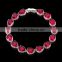 Rellecona (TM) ruby bracelet red heart shape cubic zirconia in gold plated wedding jewelry 7''