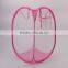 Pink foldable laundry basket mesh laundry bag with handle and pocket