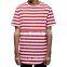 2017 new style summer custom striped t-shirt with curved hem
