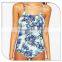 Summer spaghetti strap floral print quick dry women one piece bathing suit