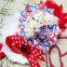 Manufacture Glitter Rhinestoned Shabby Flowers Headband In Red Polka Dot bow