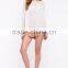Contrast Solid Body Sweetheat Hem White Lace Blouse,women Crocheted Blouses