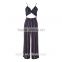 China apparel manufacture off-duty spaghetti stripped ladies formal prom jumpsuits wide leg