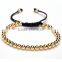 Simple Fashion Plain Round Beaded Stainless Steel Gold Rose Gold Ball Beads Handmade Cord Chain Adjustable Bracelet Jewelry