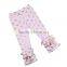 2016 Hot Design sew sassy gold polka dot printed icing ruffle pant girls icing capris set