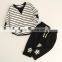 B22616A Children's clothing striped suit embroidery fashion trend baby cotton children's clothing suit