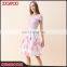Women Latest Fashionable Floral Print Elegant Flaming-rose Pleated A-line Skirt