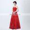 High Quality Elegant A line Red Strapless Backless Satin Lace-up Sleeveless Sequins Floor-length Evening Dresses