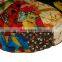 Cotton Stuffed Indian Vintage Kantha Patch Floor Cushion; Pouf Ottoman; Round Pouf