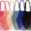 Pack of 6 Bailuoni Portable/Reusable/Washable Cotton Mesh String Organic Organizer Shopping Handbag Long Handle Net Tote(Grey Blue/Blue/Black/Beige/Pink/Red)(Multicolor)