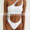 Bikini 2019 Women's Swimsuit Sexy Solid Color Sexy Gathered Irregular Bikini Maillot De Bain Trajes De Bano