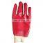 Oil & Chemical Resistant Hand Protection Cotton Interlock Knit Wrist Red PVC Gauntlet Gloves