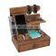 Bamboo Desktop Phone Docking Station with Drawer Home & Office Wallet Stand Glasses Holder Watch Organizer Phone Charging