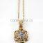 China supplier fashion jewelry gold plated beautiful metal crystal flower pendant necklace for wholesale