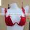 Hot sexy Triangle bright red flower lace bra with wedding hall