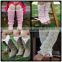 New arrival pink girls crochet knitted lace trim boots heated leg warmers