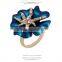 Yellow Gold Flower Cubic Zirconia Rings For Women Size 6,7,8,9 Female Gold Plated Ring Jewelry