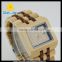 special square face fashion hot sale wooden waterproof Japan movement watch(WJ-3916)