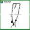 Black metal multi-layer chain necklace with rhinestone pendant and colorful beads