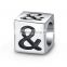 Silver Letter Alphabet Initial Dice Cube Bead for Fashion Charm Necklace