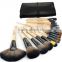 Professional Bridal Eye Lip Powder Face Makeup Brush Set With Leather Bag ,Private Label Cosmetic Makeup Brush Cleaner