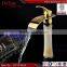 Golden Water Mixer for Bathroom, White Marble Waterfall Bathroom Basin Mixer/faucet