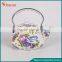 Blue Rose Flower Decal Printing Enamel Tea Pot Kettle