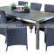Garden furniture Stainless steel frame table with granite top ,Aluminum frame with PE wicker armrest chair