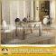 Glass Top Stainless Steel Legs Extendable Dining Table