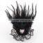 Tiny Panda Feather Corsage Clip Fascinator Brooch Black Lace Net Hair Decoration Hairpin