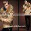 Super quality Man's Fox fur coat with raccoon fur collar jackets printed man's faux fur jackets short coat
