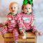 wholesale christmas pajamas custom name embroidered santa red and white stripe baby girl or boy personalized christmas pajamas