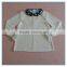 Wholesale OEM children girls cotton long sleeve shirt, girls boutique t shirt with flower printed turn over neck