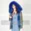 Myfur Black Real Raccoon Fur Hood Custom Fur Lining Women Mini Parka Jacket