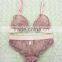 Pink sets sexy women transparent lace underwear bra and panty set