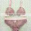 Pink sets sexy women transparent lace underwear bra and panty set