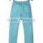 New fashion multi pocket plain blue solid color cheap kids elastic bottom jeans with side zipper