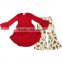 2017 Yawoo red cotton short front long back dress match pants christmas clothing baby boutique wholesale