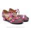 Girls Kid Buckle Strap Ballroom Modern Latin Dance Shoes Child Bowknot Colorful Closed Toe Low Heel Shoes