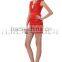 OEM service Sheath Halter Knee Length Mikado Cocktail Party Homecoming Prom Dress Red Ruffling Formal Dress