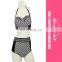 Striped Halter Top High Waist Bottom Swimwear