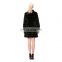 adjustable black woman mink fur coats with zipper from China