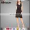 Latest High Quality Black Floral Lace Women V Neck Sleeveless Midi Sexy Lace Prom Dress