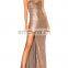 Backless Sequin Cocktail Dress Long With Front Slit