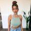 LAITE T2021 100% cotton women backless sling crop tops ladies solid color sexy crop tank tops women tank tops