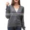 Women Classic V Neck Plain Knit Wool Cashmere Button Down Cardigan Sweater