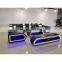 modern white leather sectional sofa set furniture coffee table tv stand sofa living room furniture with led light